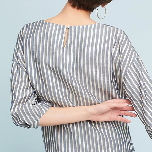 Eva Franco Anthropologie Striped Tie Detail Blouse - Picture 3 of 13